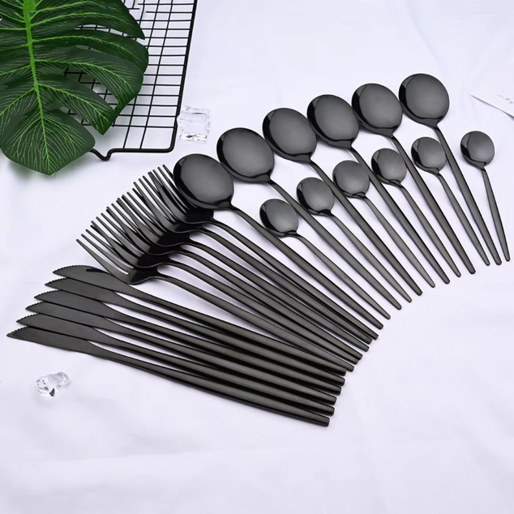 24-teiliges Besteckset aus schwarzem Edelstahl für 4 Personen – Modernes Design, Spülmaschinenfest, Hochwertig und Langlebig 7
