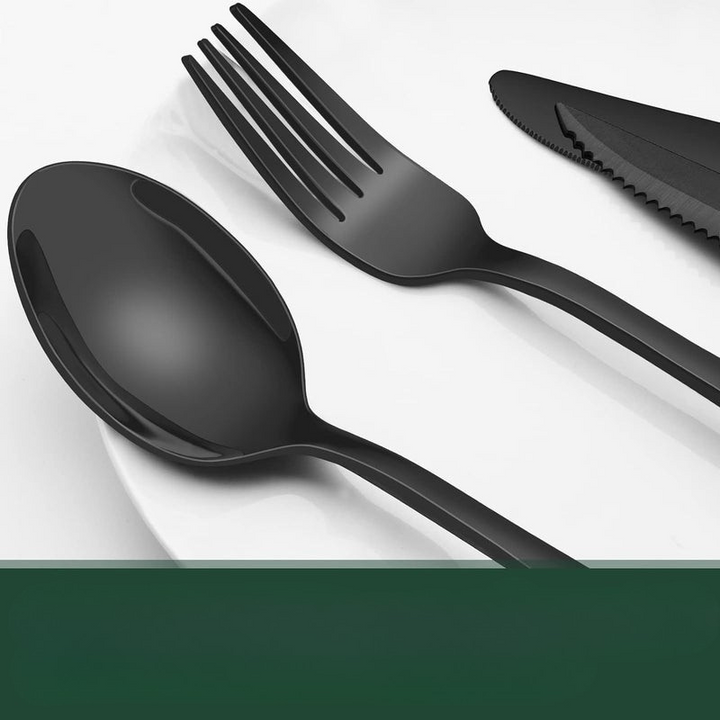 24-teiliges schwarzes Edelstahl-Besteckset für 4 Personen – Modernes Design, spülmaschinenfest