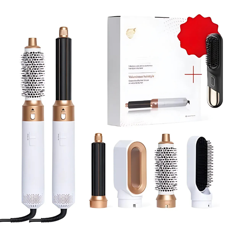 5-in-1 Styling-Pinsel für alle Haartypen – Trocknen, Glätten, Locken und Volumen mit ergonomischem Design und 5 austauschbaren Spitzen 1