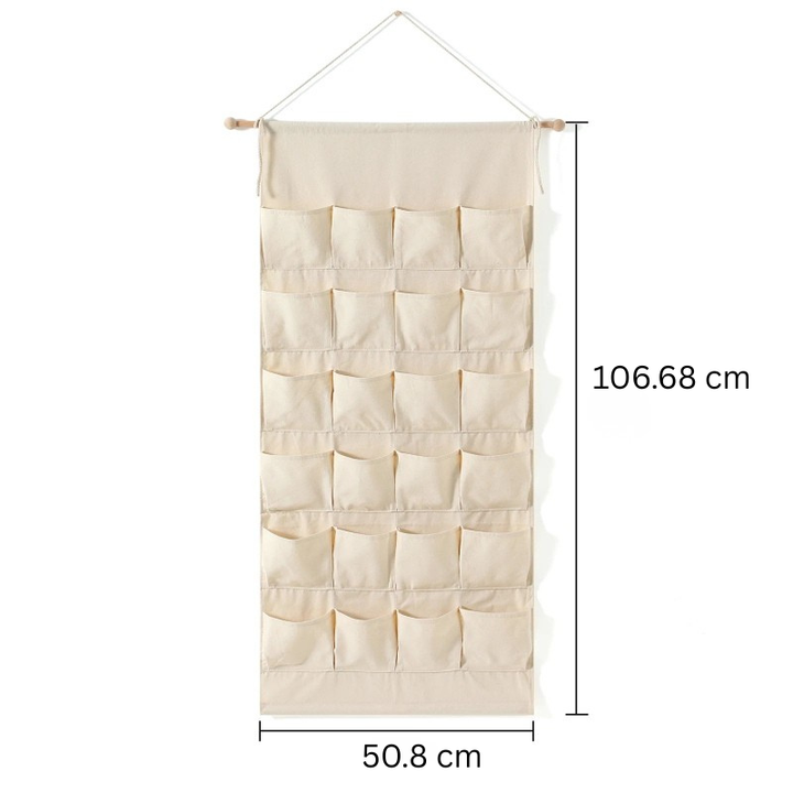 Hangende stof adventskalender met 24 zakken – herbruikbare kerstcountdown