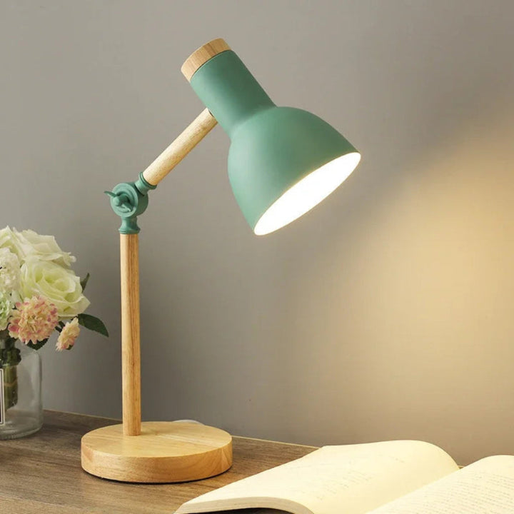 Adjustable Wooden Desk Lamp for Table - Nordic-Inspired Design with Adjustable Arm and Colorful Accents 0