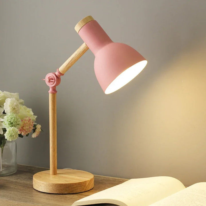 Adjustable Wooden Desk Lamp for Table - Nordic-Inspired Design with Adjustable Arm and Colorful Accents 1
