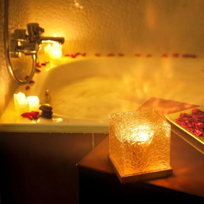 Aurora Northern Lights Cube Lamp - Colorful LED Light with Wooden Base for Home Décor 0