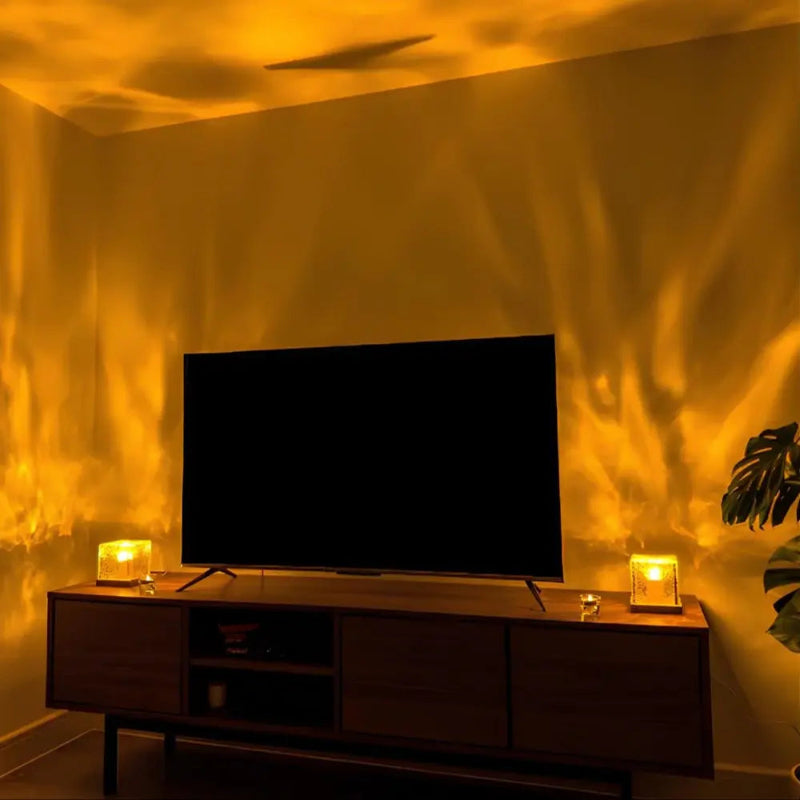 Aurora Northern Lights Cube Lamp - Colorful LED Light with Wooden Base for Home Décor 4