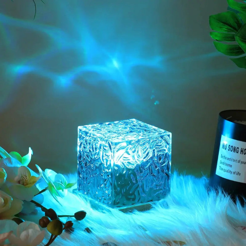 Aurora Northern Lights Cube Lamp - Colorful LED Light with Wooden Base for Home Décor 5
