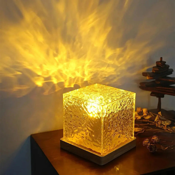 Aurora Northern Lights Cube Lamp - Colorful LED Light with Wooden Base for Home Décor 6