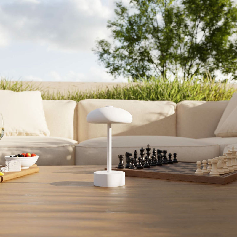 Battery Table Lamp for Outdoor Use - Modern Mushroom Design with Warm White Light 10