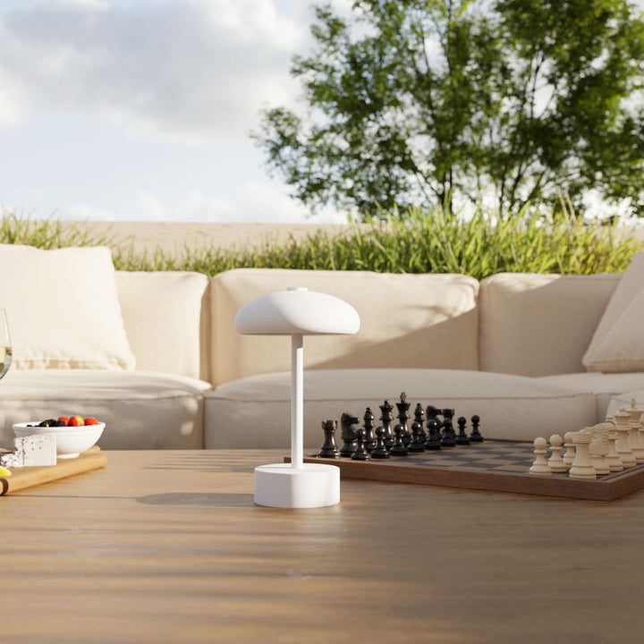 Battery Table Lamp for Outdoor Use - Modern Mushroom Design with Warm White Light 10