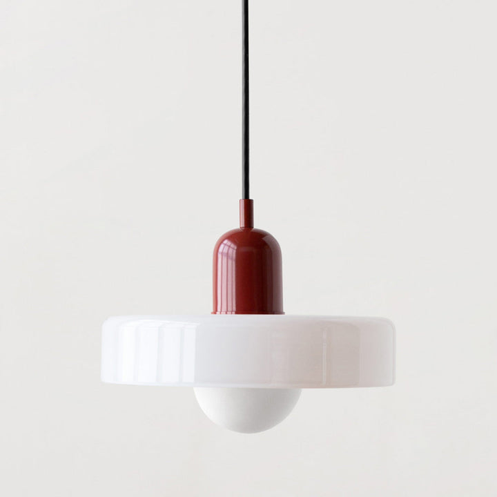 Bauhaus Pendelleuchte aus Farbglas für Esstisch – Moderne Hängeleuchte mit G9 Fassung, verstellbarer Aufhängung, Ø25-35 cm 0