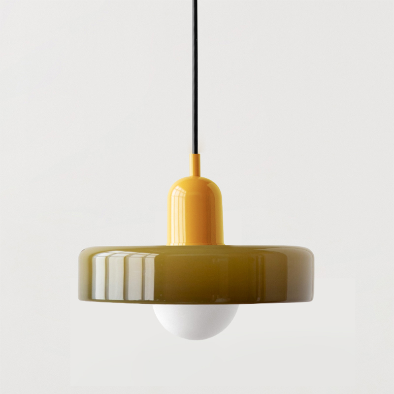 Bauhaus Pendelleuchte aus Farbglas für Esstisch – Moderne Hängeleuchte mit G9 Fassung, verstellbarer Aufhängung, Ø25-35 cm 11