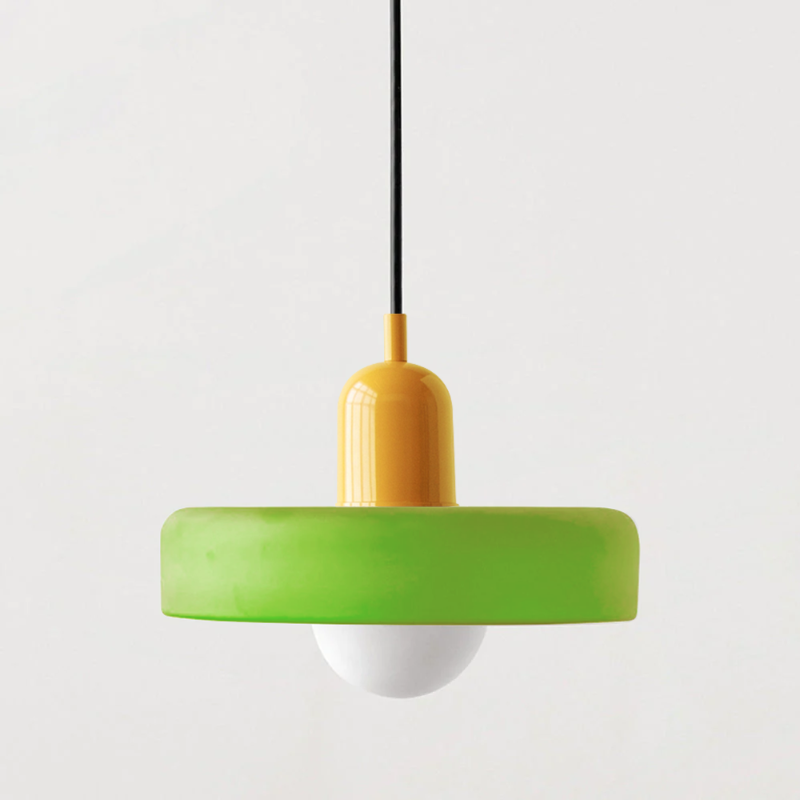 Bauhaus Pendelleuchte aus Farbglas für Esstisch – Moderne Hängeleuchte mit G9 Fassung, verstellbarer Aufhängung, Ø25-35 cm 12
