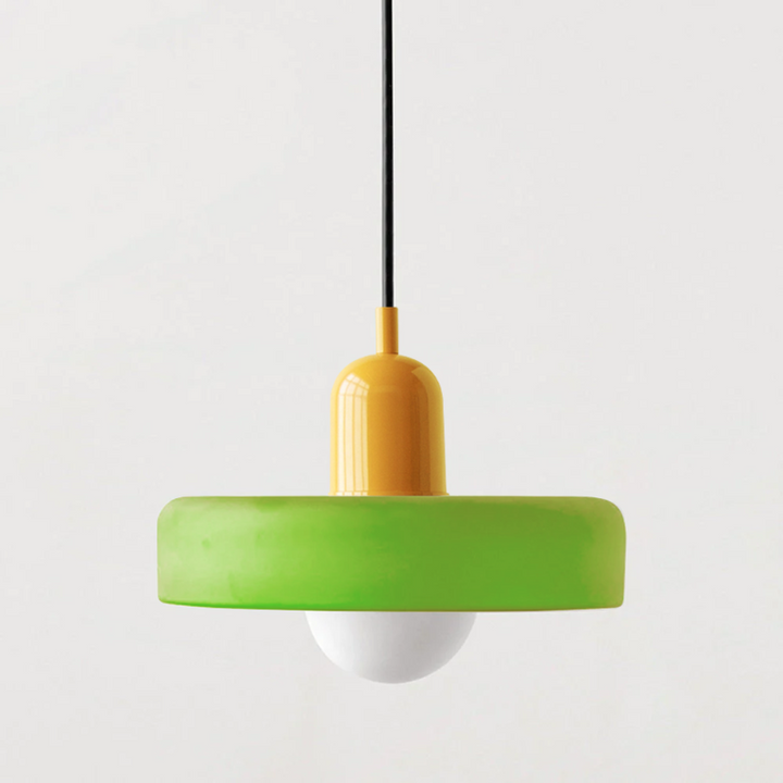Bauhaus Pendelleuchte aus Farbglas für Esstisch – Moderne Hängeleuchte mit G9 Fassung, verstellbarer Aufhängung, Ø25-35 cm 12