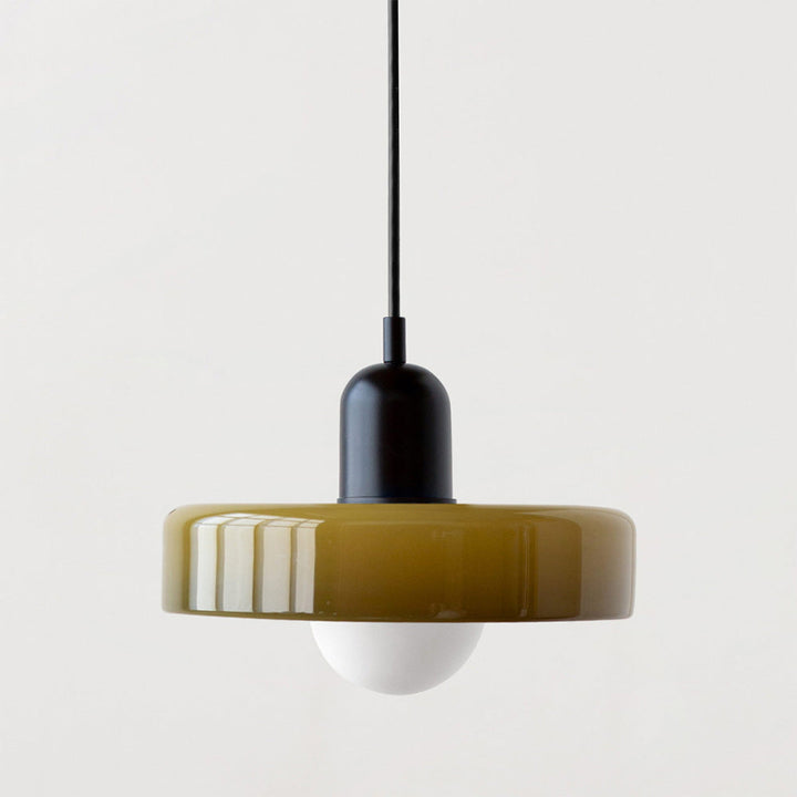 Bauhaus Pendelleuchte aus Farbglas für Esstisch – Moderne Hängeleuchte mit G9 Fassung, verstellbarer Aufhängung, Ø25-35 cm 13