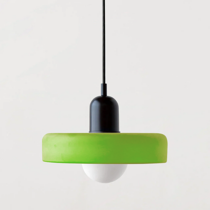 Bauhaus Pendelleuchte aus Farbglas für Esstisch – Moderne Hängeleuchte mit G9 Fassung, verstellbarer Aufhängung, Ø25-35 cm 14
