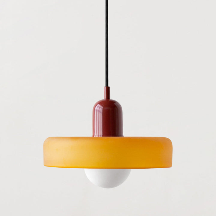 Bauhaus Pendelleuchte aus Farbglas für Esstisch – Moderne Hängeleuchte mit G9 Fassung, verstellbarer Aufhängung, Ø25-35 cm 16