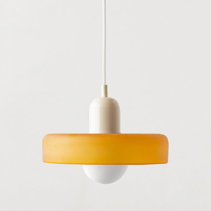Bauhaus Pendelleuchte aus Farbglas für Esstisch – Moderne Hängeleuchte mit G9 Fassung, verstellbarer Aufhängung, Ø25-35 cm 17