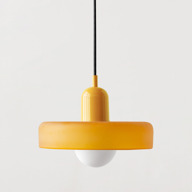 Bauhaus Pendelleuchte aus Farbglas für Esstisch – Moderne Hängeleuchte mit G9 Fassung, verstellbarer Aufhängung, Ø25-35 cm 19