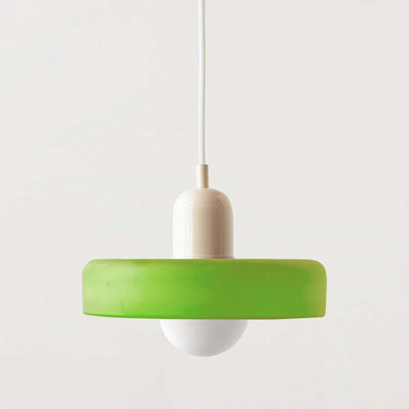 Bauhaus Pendelleuchte aus Farbglas für Esstisch – Moderne Hängeleuchte mit G9 Fassung, verstellbarer Aufhängung, Ø25-35 cm 21