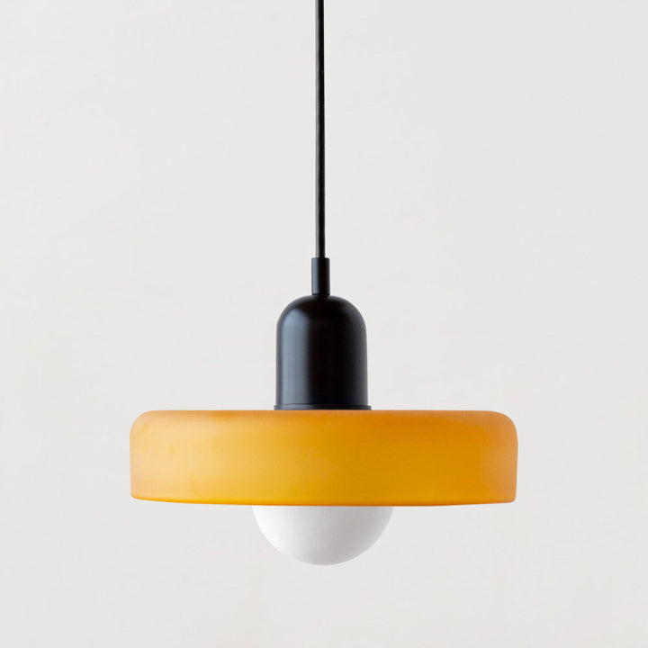 Bauhaus Pendelleuchte aus Farbglas für Esstisch – Moderne Hängeleuchte mit G9 Fassung, verstellbarer Aufhängung, Ø25-35 cm 22
