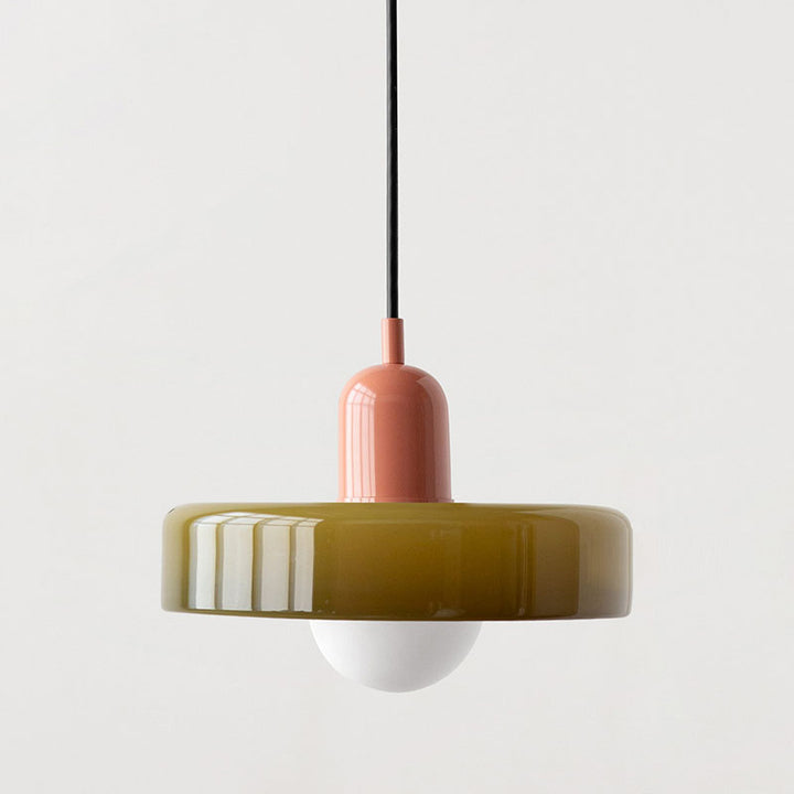Bauhaus Pendelleuchte aus Farbglas für Esstisch – Moderne Hängeleuchte mit G9 Fassung, verstellbarer Aufhängung, Ø25-35 cm 23