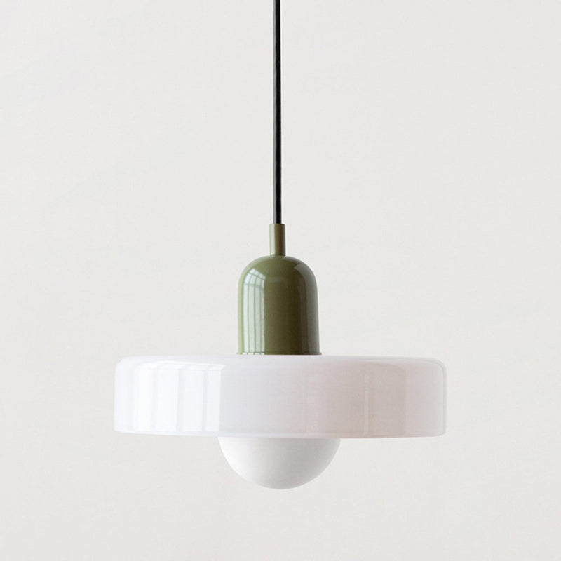 Bauhaus Pendelleuchte aus Farbglas für Esstisch – Moderne Hängeleuchte mit G9 Fassung, verstellbarer Aufhängung, Ø25-35 cm 4