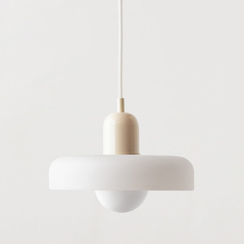 Bauhaus Pendelleuchte aus Farbglas für Esstisch – Moderne Hängeleuchte mit G9 Fassung, verstellbarer Aufhängung, Ø25-35 cm 5
