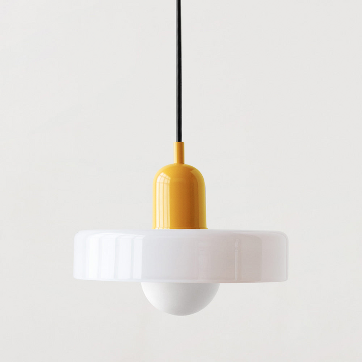 Bauhaus Pendelleuchte aus Farbglas für Esstisch – Moderne Hängeleuchte mit G9 Fassung, verstellbarer Aufhängung, Ø25-35 cm 6