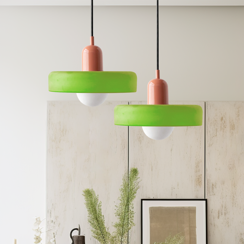 Bauhaus Pendelleuchte aus Farbglas für Esstisch – Moderne Hängeleuchte mit G9 Fassung, verstellbarer Aufhängung, Ø25-35 cm 8
