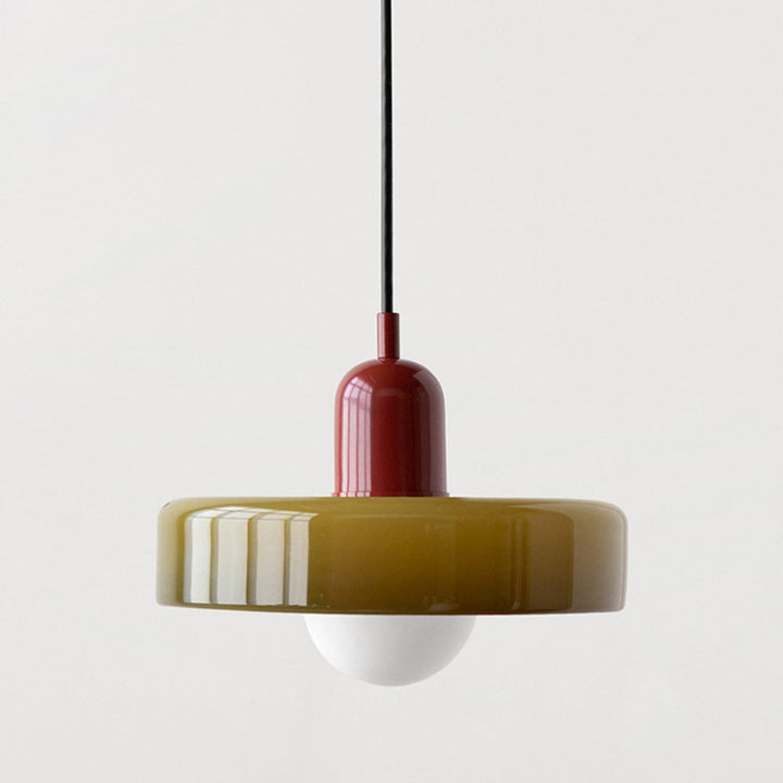 Bauhaus Pendelleuchte aus Farbglas für Esstisch – Moderne Hängeleuchte mit G9 Fassung, verstellbarer Aufhängung, Ø25-35 cm 9