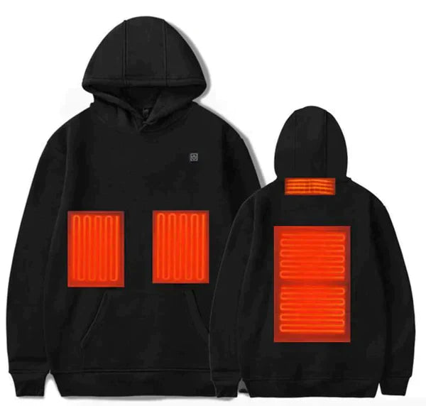 Beheizter Unisex Hoodie mit Einstellbarer Temperatur – Thermahoodie für Kühle Tage in Schwarz/Grau, Größen S bis 2XL 1