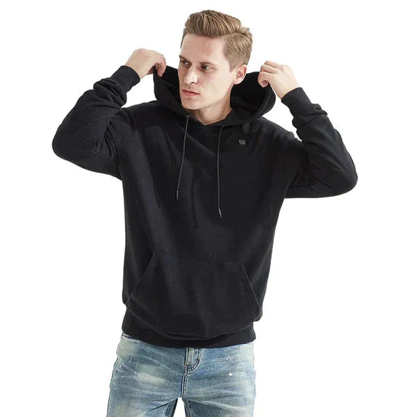 Beheizter Unisex Hoodie mit Einstellbarer Temperatur – Thermahoodie für Kühle Tage in Schwarz/Grau, Größen S bis 2XL 2