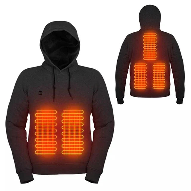 Beheizter Unisex Hoodie mit Einstellbarer Temperatur – Thermahoodie für Kühle Tage in Schwarz/Grau, Größen S bis 2XL 6