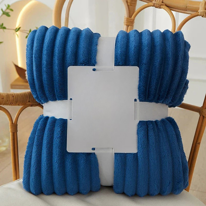 Breit gestreifte Flanell-Fleecedecke – warm für Herbst und Winter, ideal als Bettdecke oder Kuscheldecke