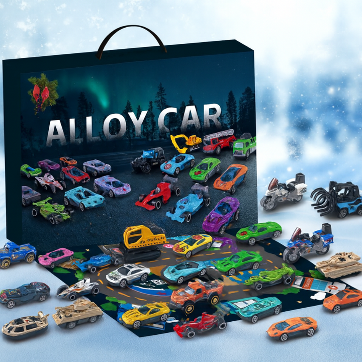 Kinder-Adventskalender mit 24 Spielzeugautos aus Metall – Festliches Countdown-Geschenkset