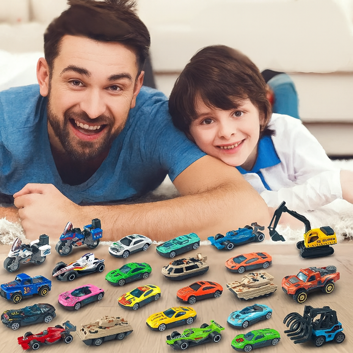 Kinder-Adventskalender mit 24 Spielzeugautos aus Metall – Festliches Countdown-Geschenkset