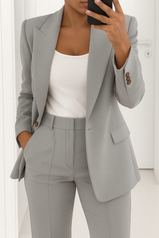Elegante damespak voor formele gelegenheden - Maatwerk blazer met middelhoge broek