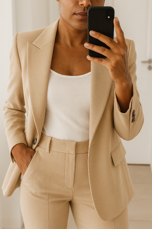 Elegante damespak voor formele gelegenheden - Maatwerk blazer met middelhoge broek