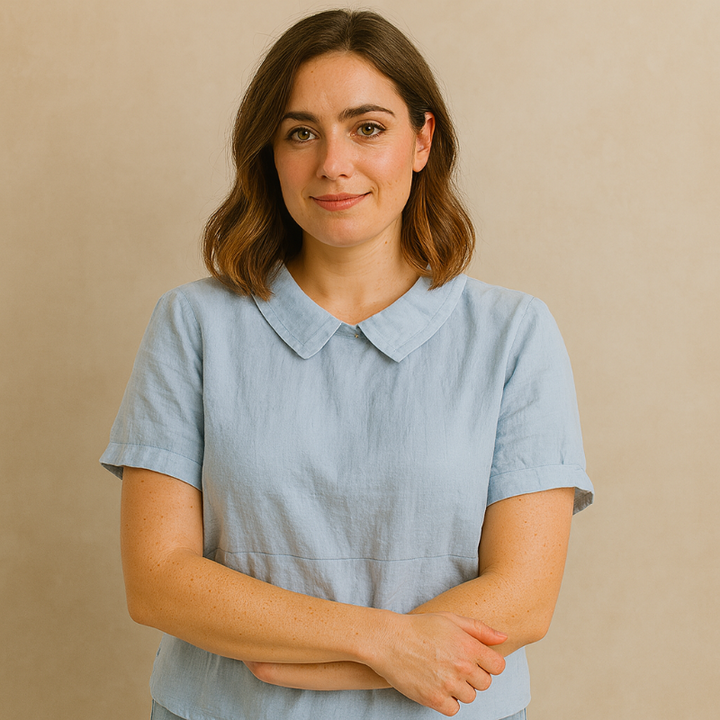 Damesblouse Korte Mouw met Bubikraag