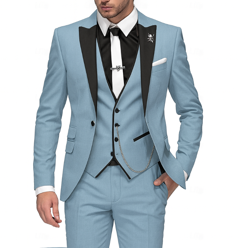 Drie-delige herenanzug van linnen - Blazer, vest en broek voor elegantie