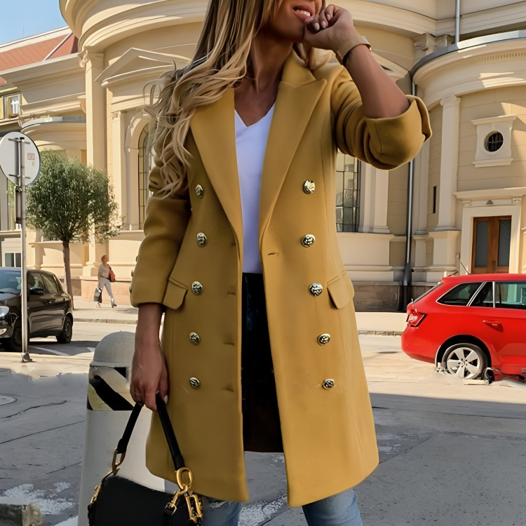 Chic Women's Long Trench Coat with Double-Breasted Design – Tailored Fit Winter Coat for Versatile Styling and Layering 1