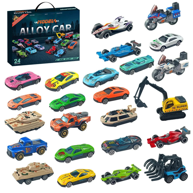 Children's Advent Calendar Toy Set - Christmas Countdown with 24 Unique Alloy Car Models 4