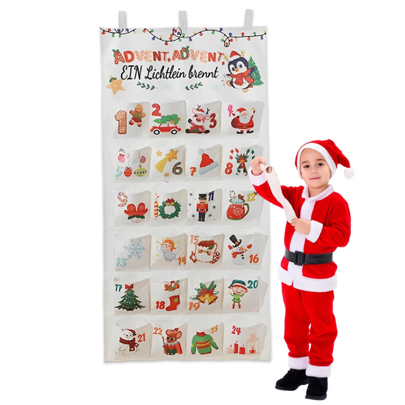 Christmas Advent Calendar Wall Hanging with 24 Pockets for Holiday Countdown 0