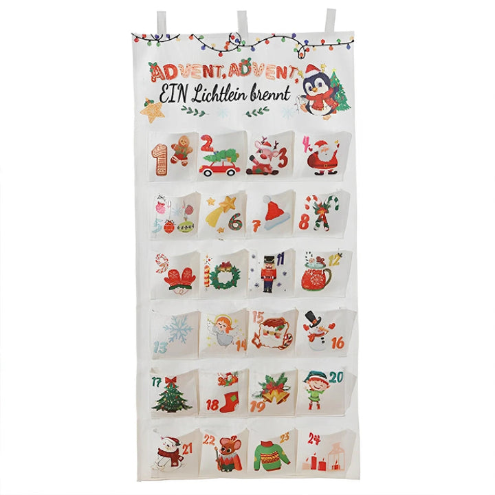 Christmas Advent Calendar Wall Hanging with 24 Pockets for Holiday Countdown 2