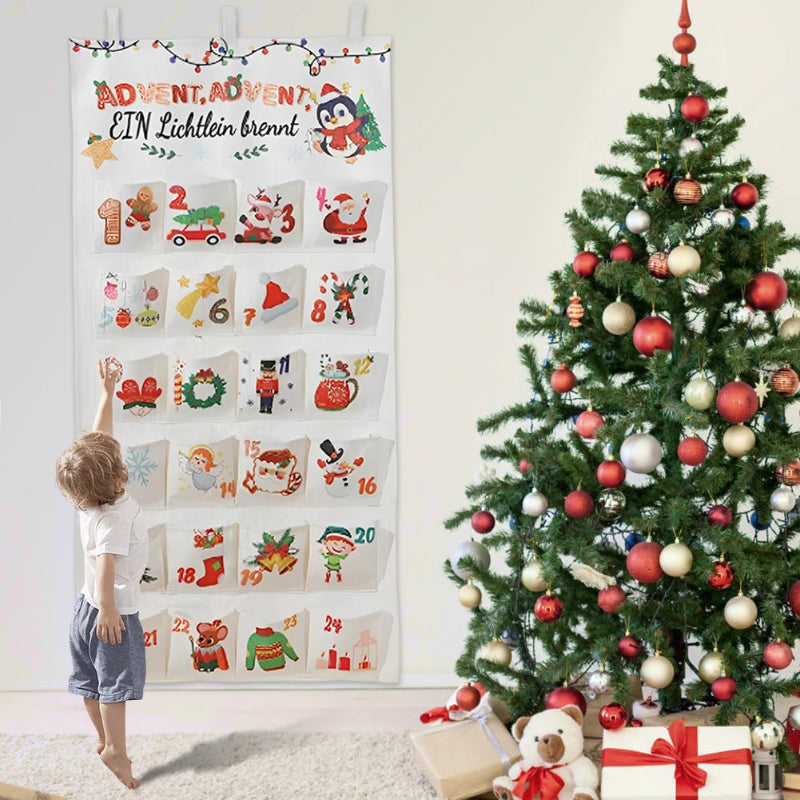 Christmas Advent Calendar Wall Hanging with 24 Pockets for Holiday Countdown 3