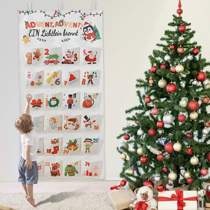 Christmas Advent Calendar Wall Hanging with 24 Pockets for Holiday Countdown 3