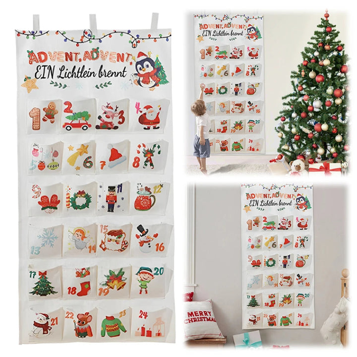 Christmas Advent Calendar Wall Hanging with 24 Pockets for Holiday Countdown 5