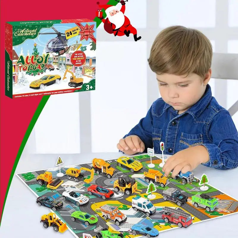 Christmas Advent Calendar with 24 Pull Back Car Toys - Fun Christmas Countdown for Kids Ages 2-7 2