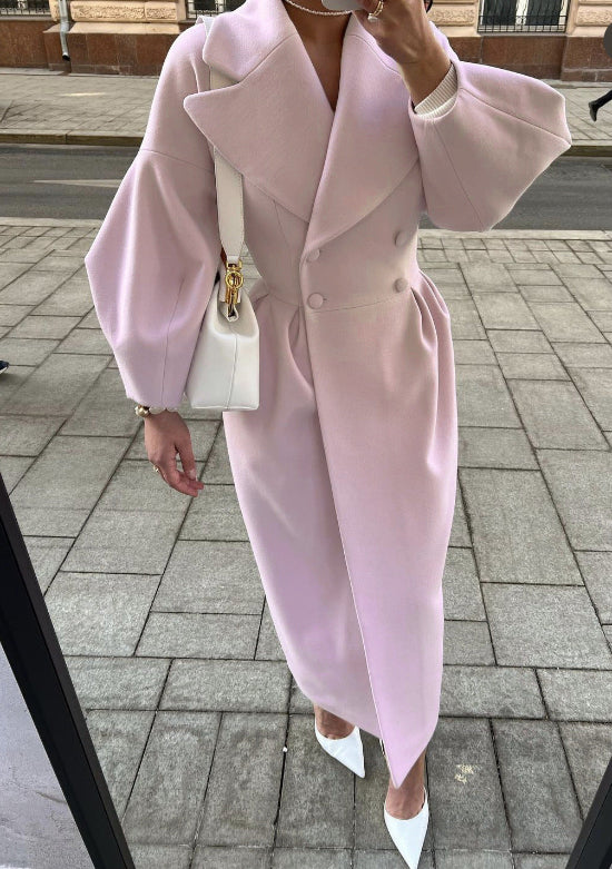 Classic Women's Long Wool Winter Coat with Oversized Lapel and Cinched Waist – Stylish and Warm for All Occasions 6