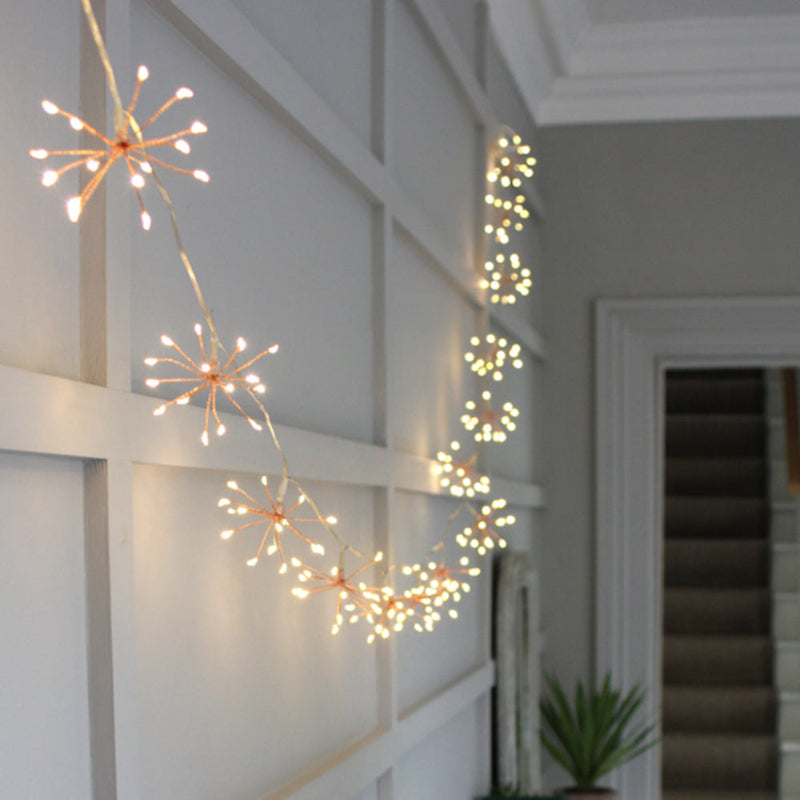 Copper Starburst Fairy Lights for Indoor and Outdoor Decor, Flexible Installation, Battery or Mains Powered, Magical Atmosphere 1