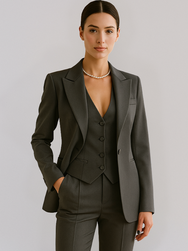 Damen Anzug Set Elegant 3-teilig mit Blazer, Weste und Slim Fit Hosen für Formelle Anlässe 1